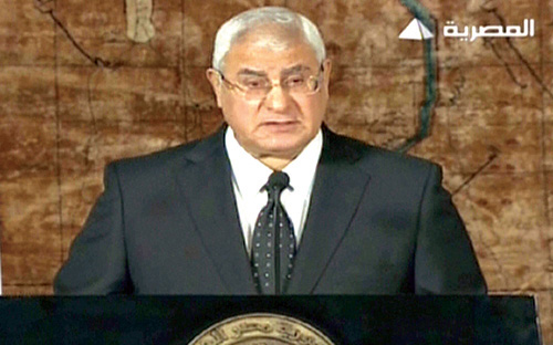 الرئيس المصري المؤقت: سنخوض معركة الأمن والاستقرار حتى النهاية 