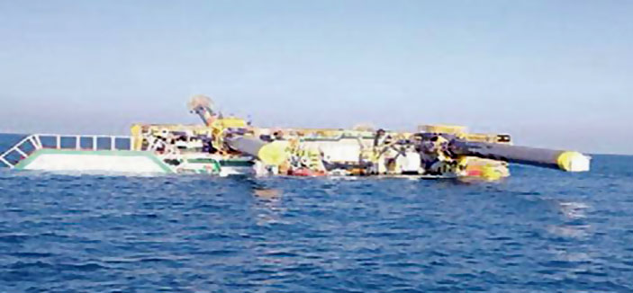 انتشال جثث المفقودين الثلاثة في حادثة منصة الصيانة البحرية 