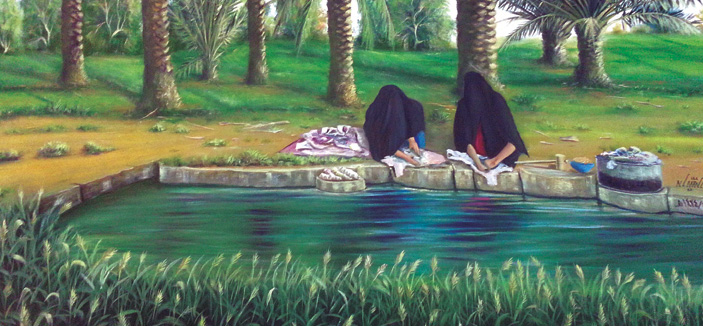 الفنان صالح النقيدان يرسم مدينته (عنيزة) عشقاً في لوحاته 