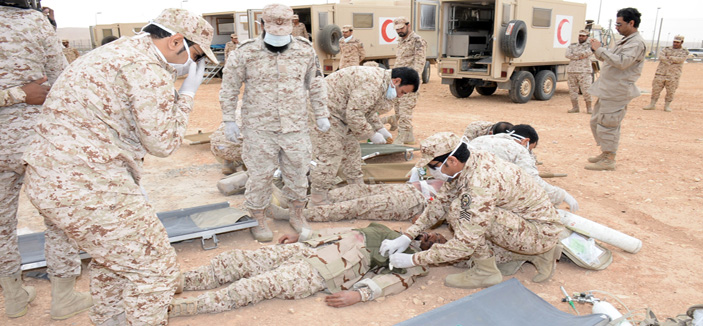 تدريبات فرضية لمواجهة الكوارث بالطب العسكري الميداني بالحرس الوطني 