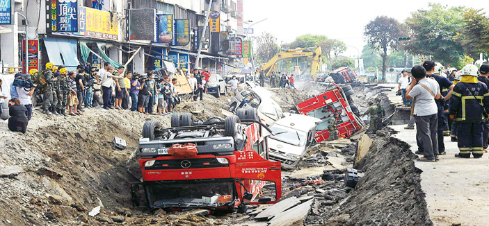 كارثة تسرب غاز تدمر مدينة جنوب تايوان وتقتل 25 شخصاً