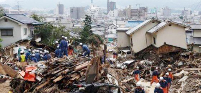 ارتفاع حصيلة حوادث انزلاق التربة في اليابان إلى ستين قتيلاً 