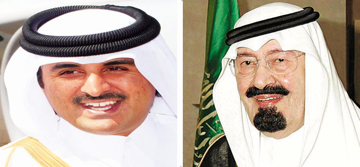 خادم الحرمين الشريفين يتلقى اتصالاً هاتفياً من سمو أمير دولة قطر 