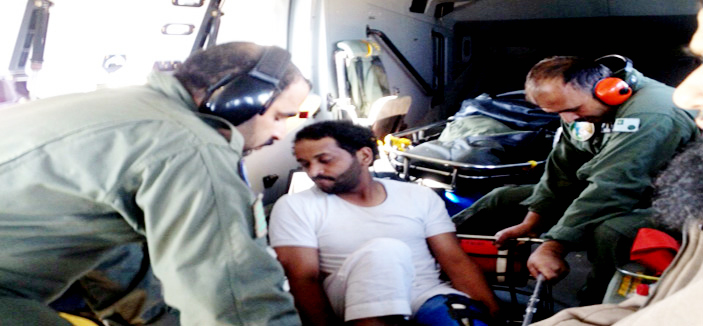 طيران الأمن ينتشل مواطنا سقط في منطقة وعرة التضاريس بالمندق 