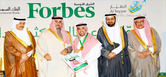 عقب تكريمه رواد الأعمال الأكثر إبداعاً في المملكة حسب قائمة «فوربس الشرق الأوسط» 