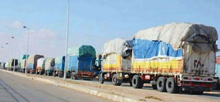 وصول 190 شاحنة بضائع من المملكة لمصر 