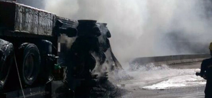 تفحم سائق ناقلة إثر حادث مروع على طريق تبوك- ضباء 