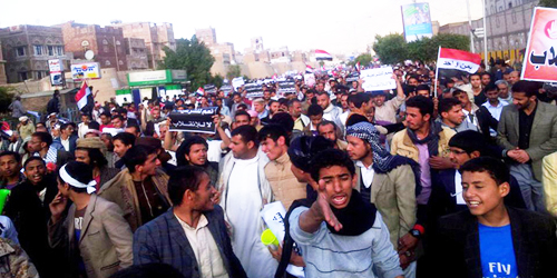  الحشد الموالي للرئيس اليمني عبد ربه منصور في صنعاء
