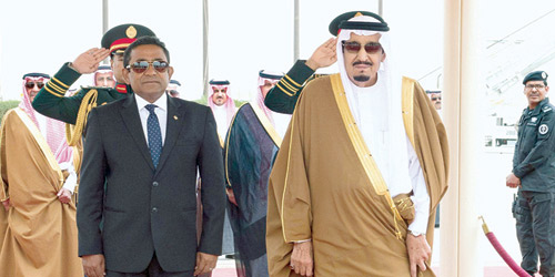 المليك استقبل رئيس المالديف وأقام مأدبة غداء تكريما لفخامته 