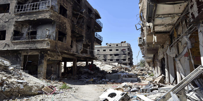  آثار الدمار في مخيم اليرموك