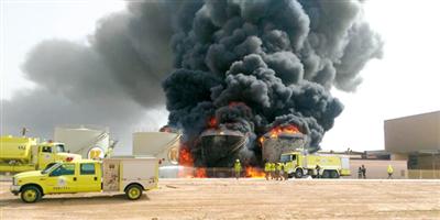 حريق في خزانات «ديزل» يستنفر الجهود بمدينة سدير للصناعة 