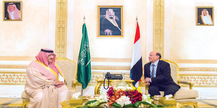  الرئيس اليمني خلال استقباله ولي ولي العهد
