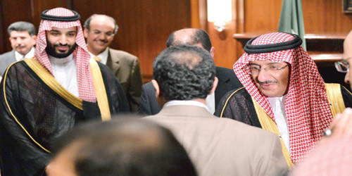 الأمير محمد بن نايف والأمير محمد بن سلمان يستقبلان المواطنين والطلبة السعوديين المبتعثين في أمريكا 