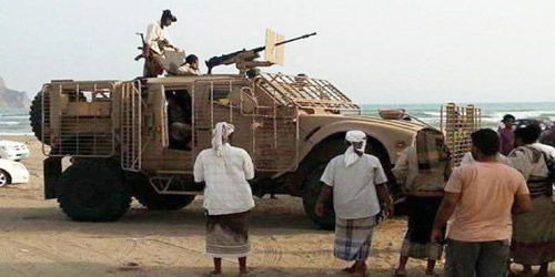  إحدى السيارات المدرعة التي زودت بها دولة الإمارات المقاومة اليمنية