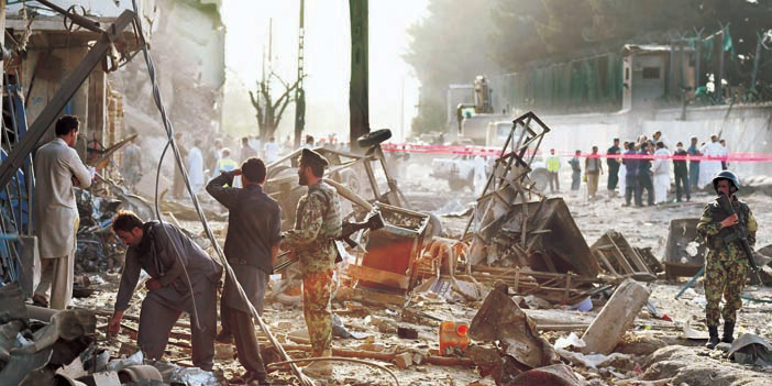  آثار التفجير الانتحاري الذي وقع في العاصمة الأفغانية