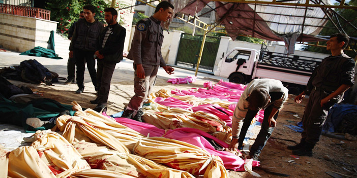  جثامين قتلى غارات النظام في دوما