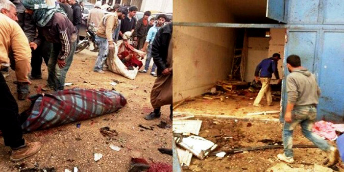  صور أولية لتفجير مقر هيئة علماء القلمون بعرسال اللبنانية