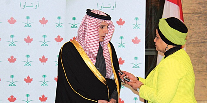  وزير الخارجية متحدثا للزميلة تهاني الغزالي في كندا