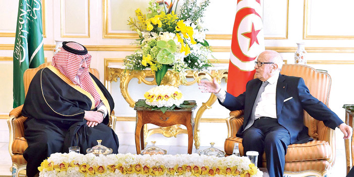 ولي العهد يبحث تطورات الأوضاع في المنطقة والعلاقات الثنائية والتعاون الأمني مع السبسي 