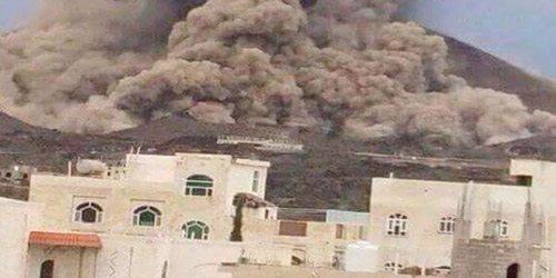  لقطة خاصة توضح غارة التحالف على مخازن أسلحة الحوثيين بصنعاء