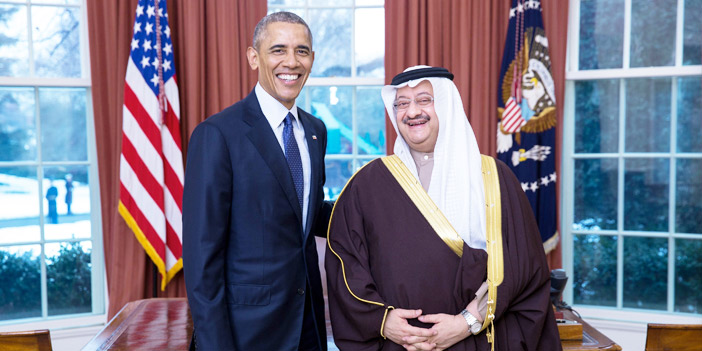  الرئيس الأمريكي مستقبلاً الأمير عبد الله بن فيصل