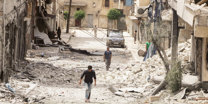   آثار الدمار الذي خلفه قصف طيران نظام ألأسد لمدينة حلب بعد خروقات الهدنة