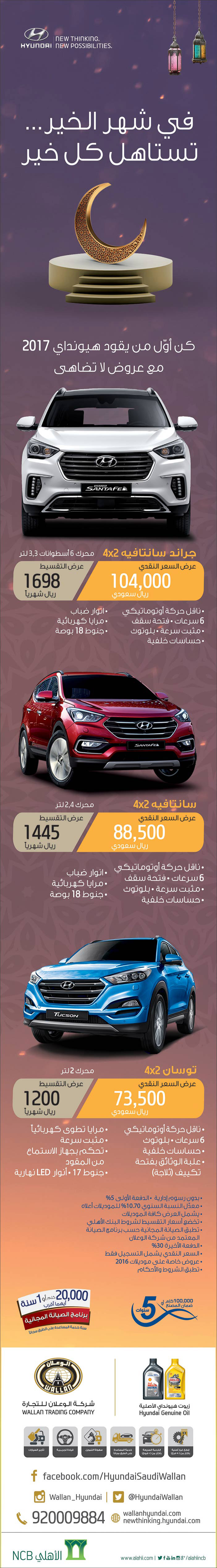 عروض سيارات هونداي فى رمضان من الوعلان 