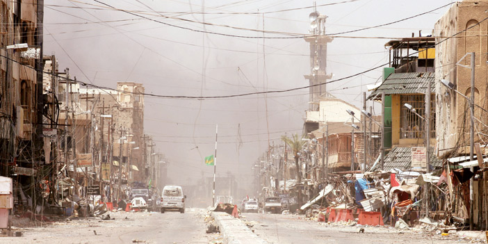  آثار الدمار الذي حل بمدينة الفلوجة عقب عملية تحريرها من داعش