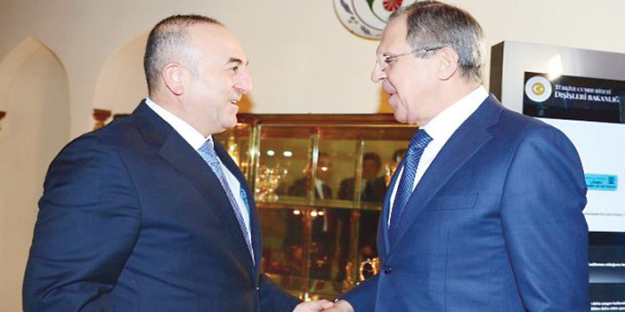   وزير الخارجية التركي ونظيره الروسي في لقاء سابق