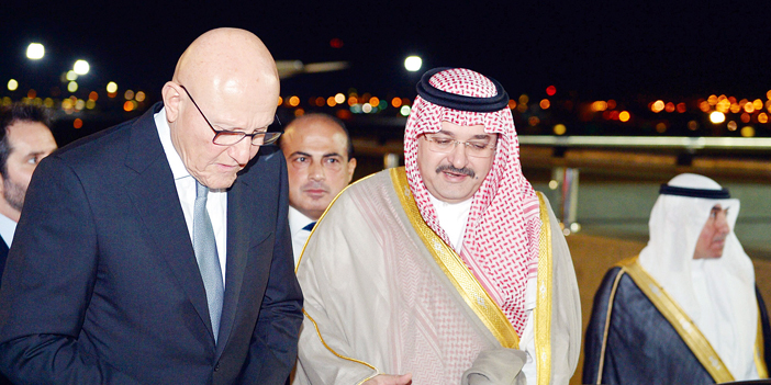  الأمير مشعل بن ماجد لدى استقباله رئيس الوزراء اللبناني