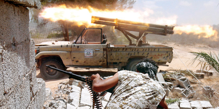  القوات الليبية أثناء المواجهة المباشرة مع داعش في سرت