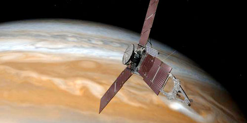 مسبار فضائي يحلِّق في أقرب نقطة من كوكب المشتري 
