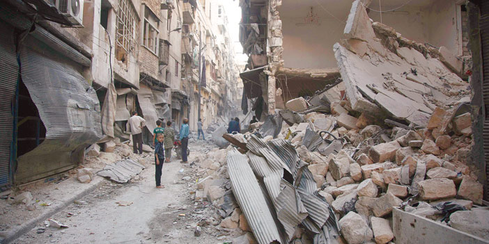   أحياء حلب المدمرة جراء القصف الجوي المتكرر للنظام
