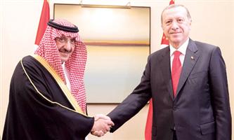 ولي العهد يبحث العلاقات الثنائية وأوضاع الشرق الأوسط مع الرئيس التركي 