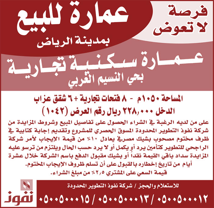 عمارة سكنية تجارية للبيع 