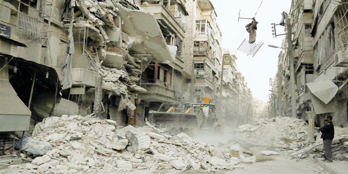   أحد أحياء حلب المدمرة جراء قصف النظام المتكرر لها