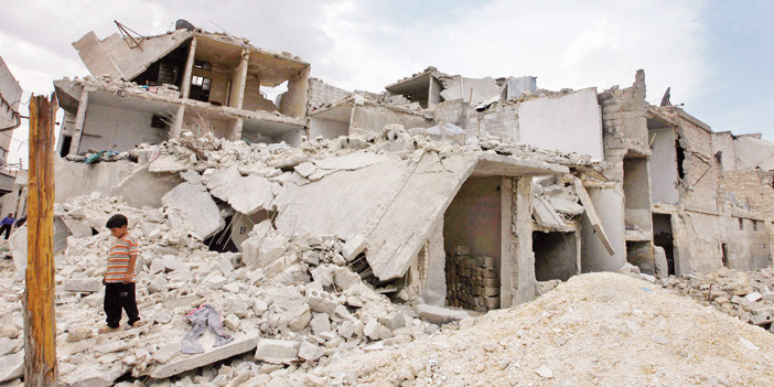  أحد أحياء حلب المدمرة جراء قصف طيران النظام المتكرر لها