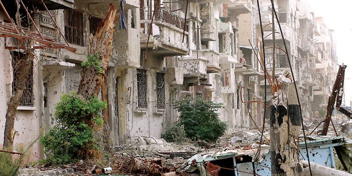   أحد أحياء حلب المدمرة جراء قصف النظام
