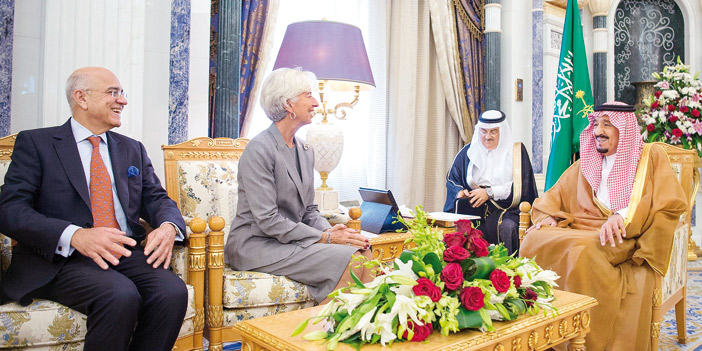  خادم الحرمين الشريفين خلال استقاله كريستين لاجارد