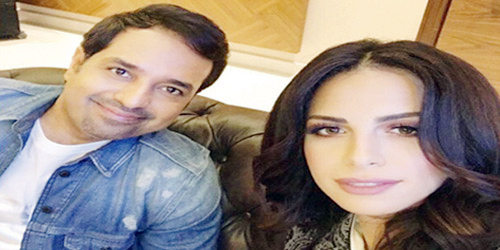  راشد الماجد مع آمال ماهر في إحدى الاستديوهات بدبي