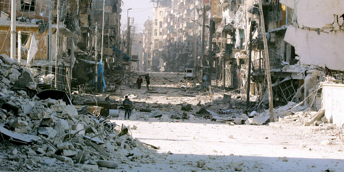  جانب من الدمار بأحياء حلب الشرقية جراء قصف النظام