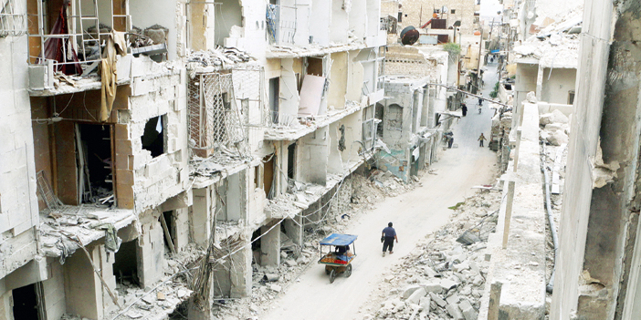  مدينة حلب القديمة وقد تحولت إلى دمار جراء قصفها من قبل النظام