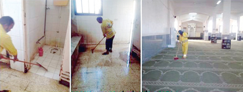  عمال البلدية يقومون بمنظافة المساجد