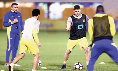  برونو شارك في تدريب النصر أمس استعدادا للأهلي