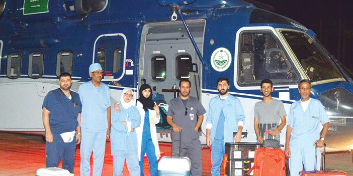طيران الأمن: تنفيذ مهمة نقل فريق طبي متخصص بزراعة الأعضاء مع أعضاء متبرع بها 