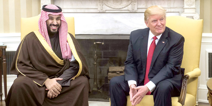  الرئيس الأمريكي لدى استقباله سمو ولي ولي العهد في زيارة سابقة
