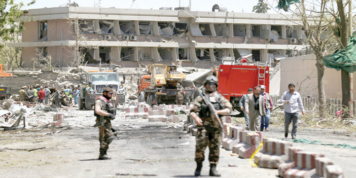  موقع انفجار الشاحنة المفخخة بالحي الدبلوماسي في كابول