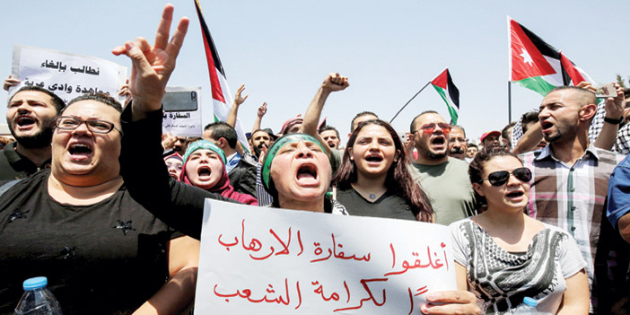  احتجاجات الشارع الأردني على مقتل مواطنين أردنيين من قِبل حارس في السفارة الإسرائيلية