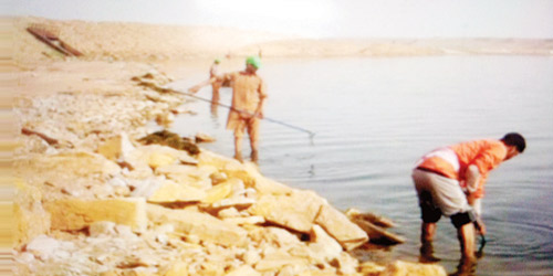  أثناء تنظيف البحيرة