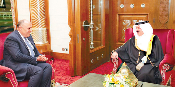  ملك البحرين خلال لقائه وزير الخارجية المصري